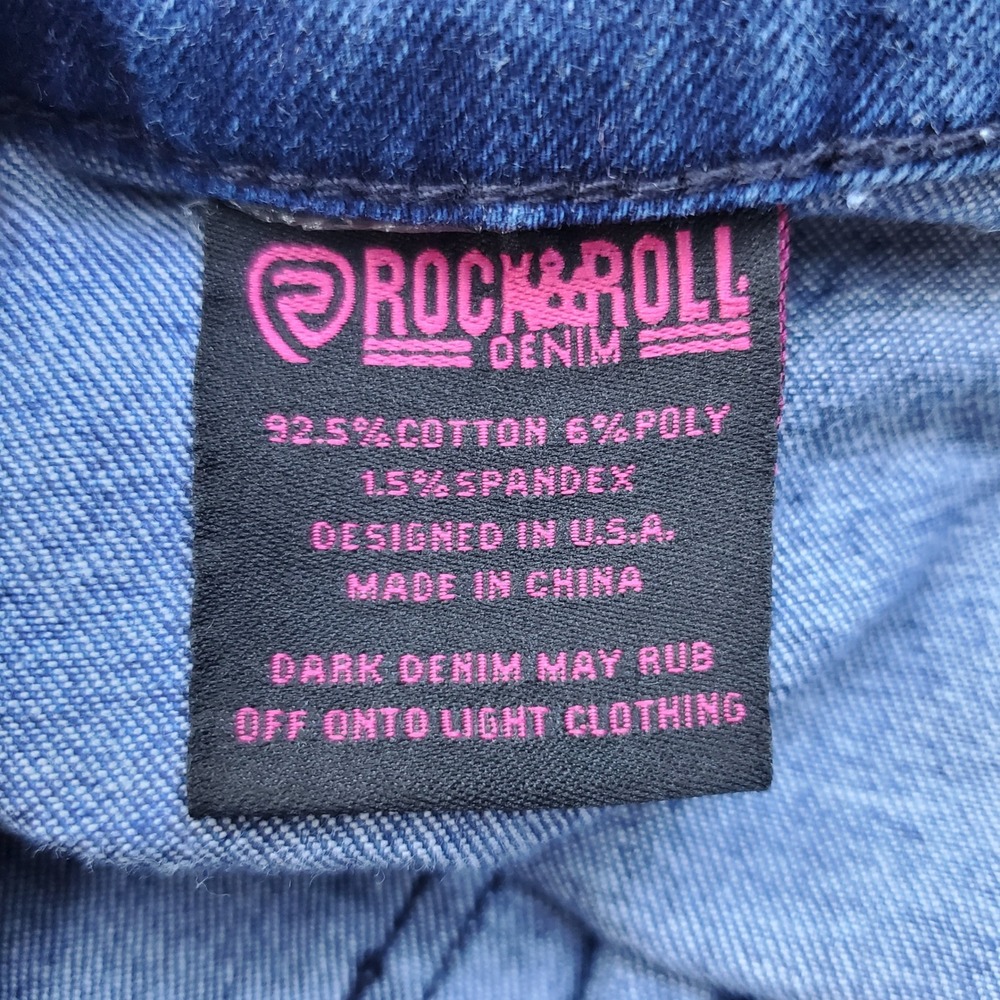Rock & Roll Denim Ombre Desert Bell Bottom Flare Jeans Blue Cacti Cabin 29x31 - Picture 8 of 10